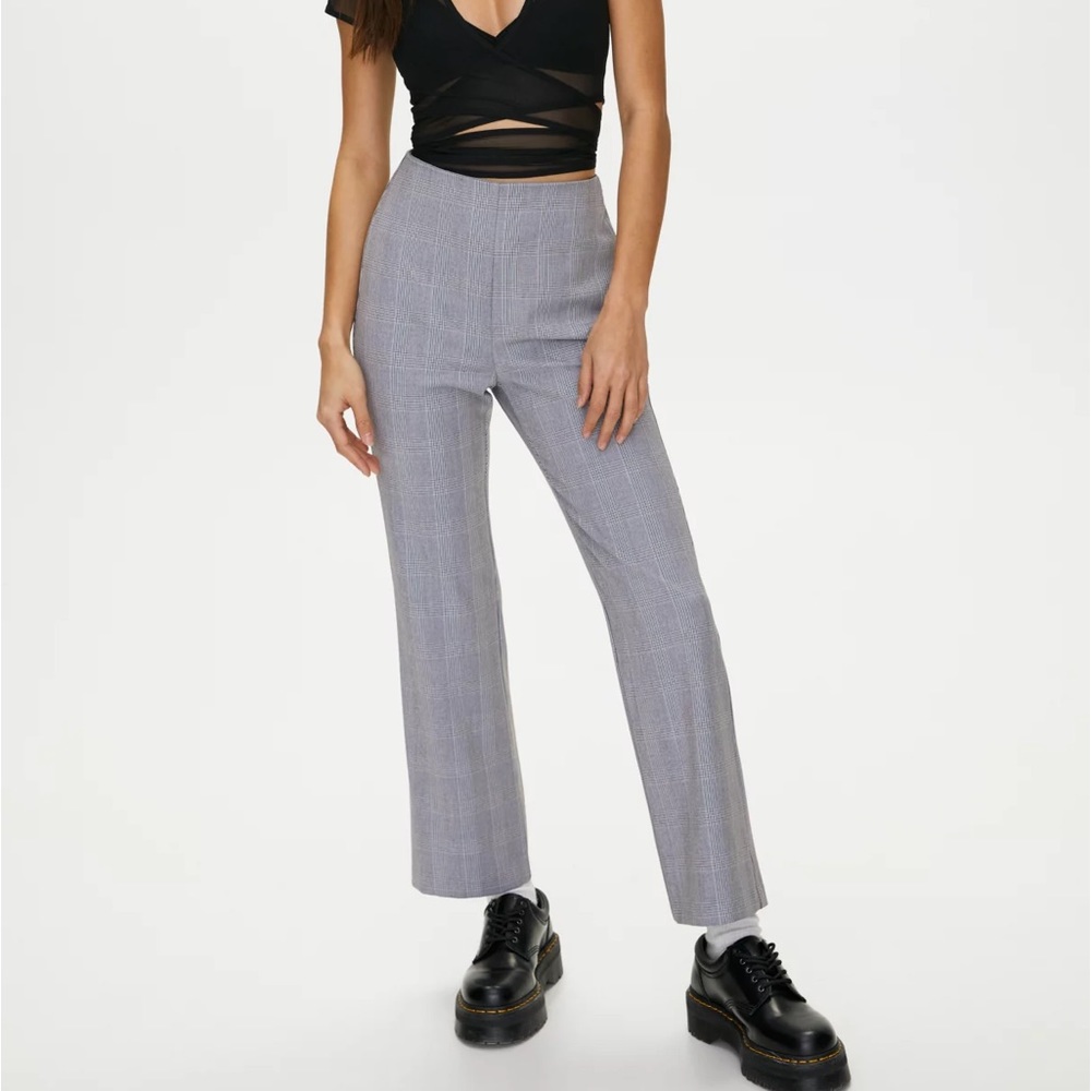 Aritzia Sunday Best Pants in Grey Plaid